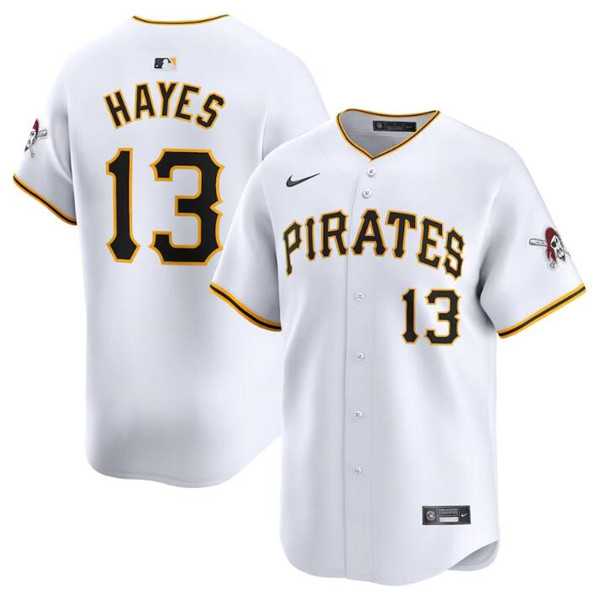 Mens Pittsburgh Pirates #13 KeBryan Hayes White Home Limited Baseball Stitched Jersey Dzhi->pittsburgh pirates->MLB Jersey